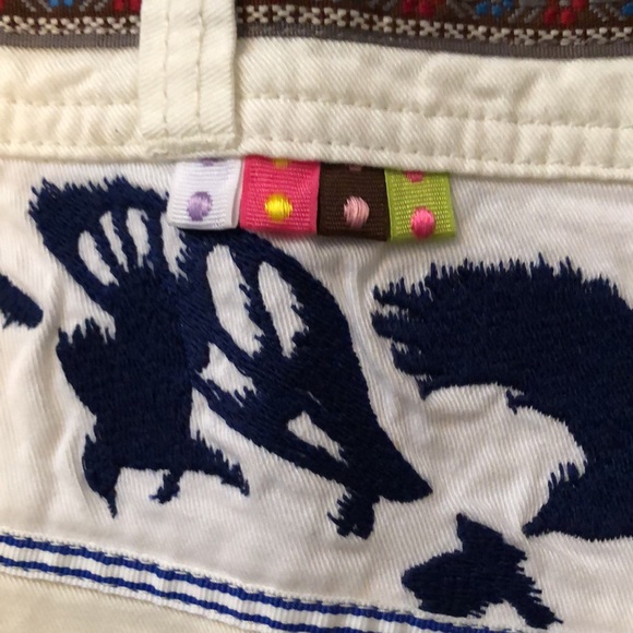 NWT original Oilily white and cream denim skirt with navy embroidery - Picture 6 of 16